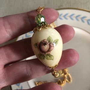 Vintage Rose Pendant Necklace with Tassel